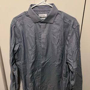Calvin Klein Steel+ Slim Fit Stretch Button Down size large color gray blue